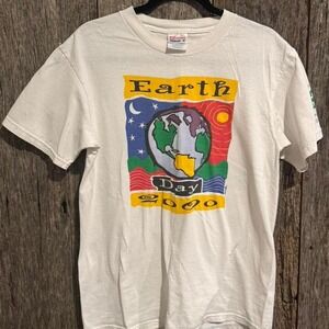 Vintage Hanes Earth Day 2000 EPA Region 7 Graphic T-Shirt White Medium M
